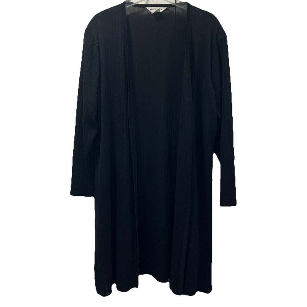 Misook Textured Black Duster Jacket 1X Vintage Cardigan 90’s Open Front Casual - Picture 1 of 11